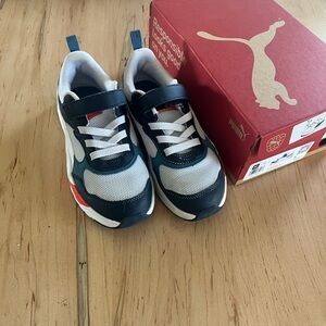 Puma Kids' Navy and White Sneakers